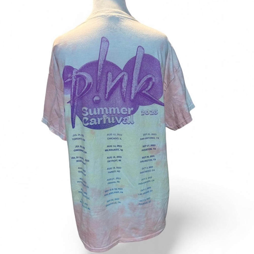 PINK XL 100% Cotton Concert Tour Tee Tye Dye P-P 22” L 25” - Picture 5 of 5